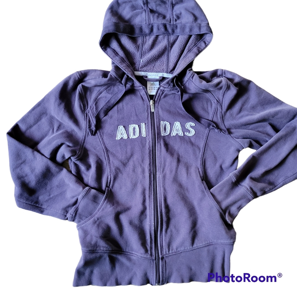 Adidas Zip Front Hoodie size Large Purple Plum